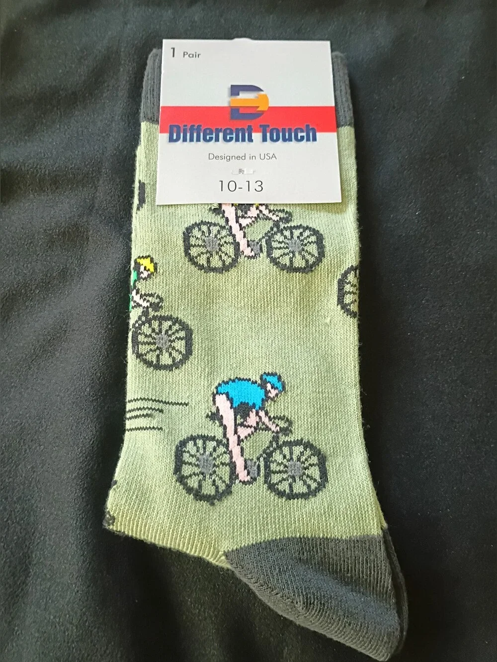 Men’s Green Cyclist Crew Socks - Size 10-13